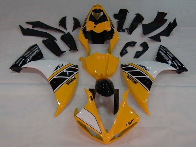 Yamaha YZF 1000 R1 Motorrad Verkleidung 2009-2011 - Gelb Weiss Schwarz Streifen