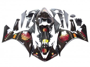 Yamaha YZF 1000 R1 Motorrad Verkleidung 2012-2014 - Glanzendes Schwarz Rot Gelb Sheltes