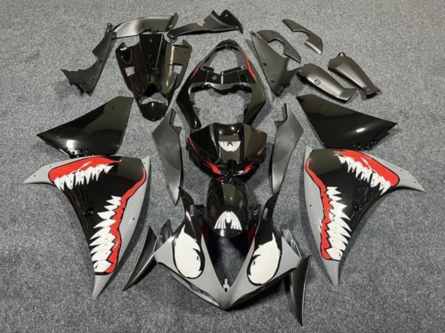 Yamaha YZF 1000 R1 Motorrad Verkleidung 2012-2014 - Glanzendes Schwarz Weiss Rot Hai