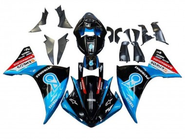 Yamaha YZF 1000 R1 Motorrad Verkleidung 2012-2014 - Glanzendes Schwarz Blau Weiss Rot Petronas ENEOS Barracuda
