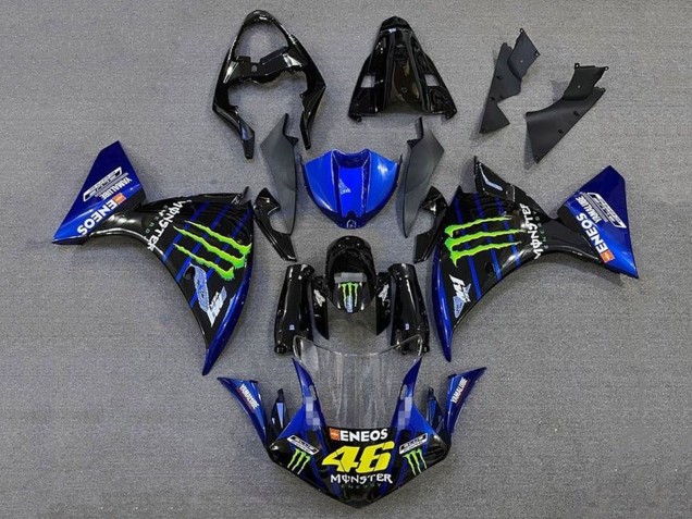 Yamaha YZF 1000 R1 Motorrad Verkleidung 2012-2014 - Glanzendes Schwarz Blau Grun Monster Energy ENEOS Yamalube