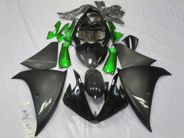 Yamaha YZF 1000 R1 Motorrad Verkleidung 2012-2014 - Glanzendes Schwarz Matt Schwarz Grun