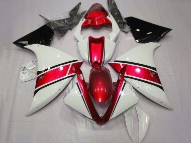 Yamaha YZF 1000 R1 Motorrad Verkleidung 2012-2014 - Weiss Rot Glanzendes Schwarz