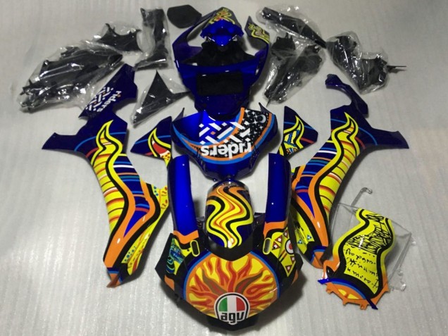 Yamaha YZF 1000 R1 Motorrad Verkleidung 2015-2019 - Blau Gelb Orange Tribal Sun