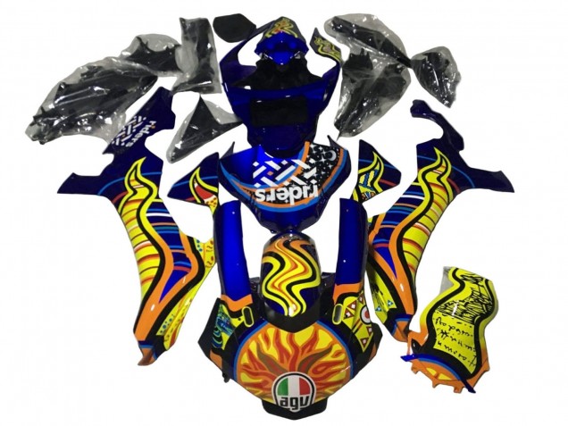Yamaha YZF 1000 R1 Motorrad Verkleidung 2020-2025 - Blau Gelb Orange Tribal Sun