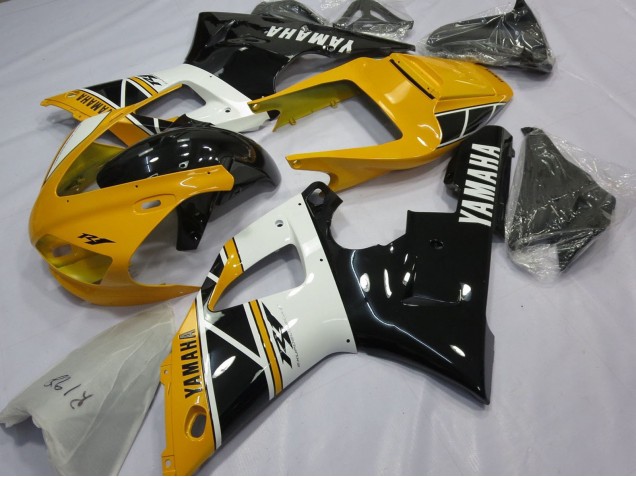 Yamaha YZF 1000 R1 Motorrad Verkleidung 1998-1999 - Gelb Weiss Glanzendes Schwarz