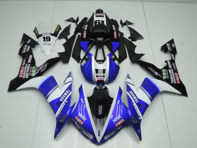Yamaha YZF 1000 R1 Motorrad Verkleidung 2004-2006 - Blau Weiss Schwarz Fimer Yamalube