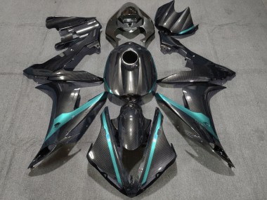 Yamaha YZF 1000 R1 Motorrad Verkleidung 2004-2006 - Carbonfaser Stil Blau Grun Grun
