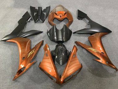 Yamaha YZF 1000 R1 Motorrad Verkleidung 2004-2006 - Orange Kunst Carbonfaser Matt Schwarz