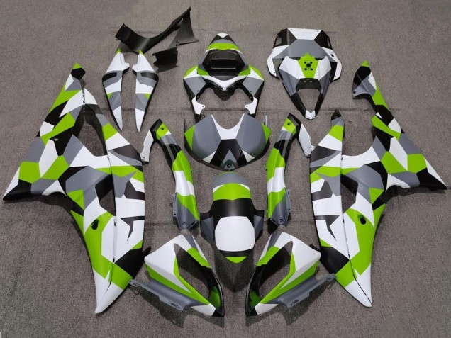 Yamaha YZF R6 Motorrad Verkleidung 2008-2016 - Weiss Grun Grau Schwarz Camouflage