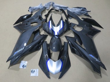 Yamaha YZF R6 Motorrad Verkleidung 2017-2025 - Silber Blau Schwarz Kunst Carbonfaser