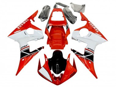 Yamaha YZF R6 Motorrad Verkleidung 2003-2004 - Rot Weiss Glanzendes Schwarz Streifen
