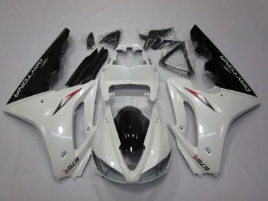 Triumph Daytona 675 Triple Motorrad Verkleidung 2009-2012 - Weiss Glanzendes Schwarz