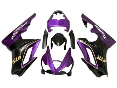 Triumph Daytona 675 Triple Motorrad Verkleidung 2009-2012 - Lila Gold Glanzendes Schwarz