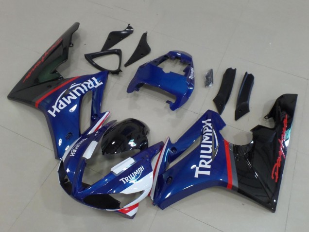 Triumph Daytona 675 Triple Motorrad Verkleidung 2009-2012 - Blau Rot Weiss Glanzendes Schwarz