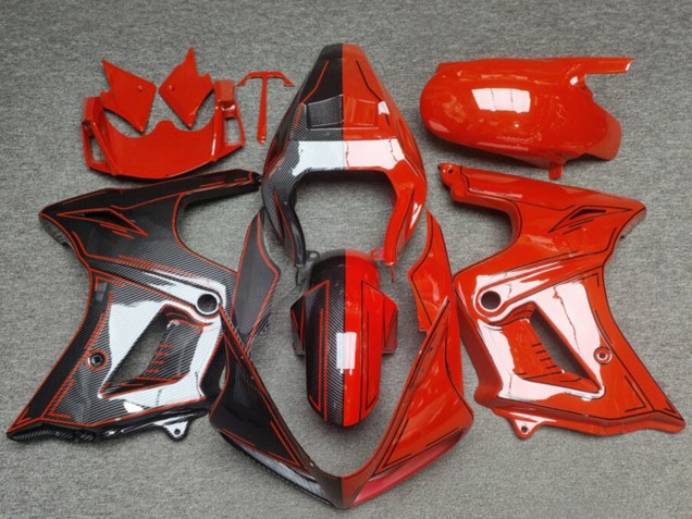 Suzuki SV650 Motorrad Verkleidung 2003-2013 - Glanzendes Rot Carbonfaser