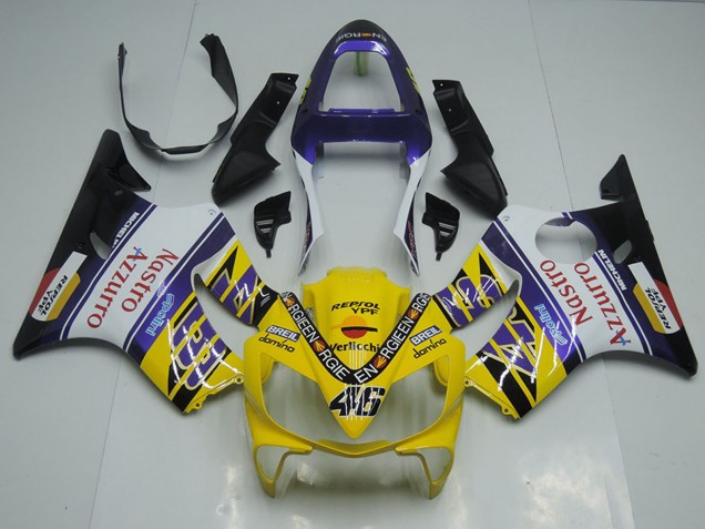 Honda CBR600 F4i Motorrad Verkleidung 2001-2003 - Gelb Weiss Blau Schwarz Rot Nastro Azzurro