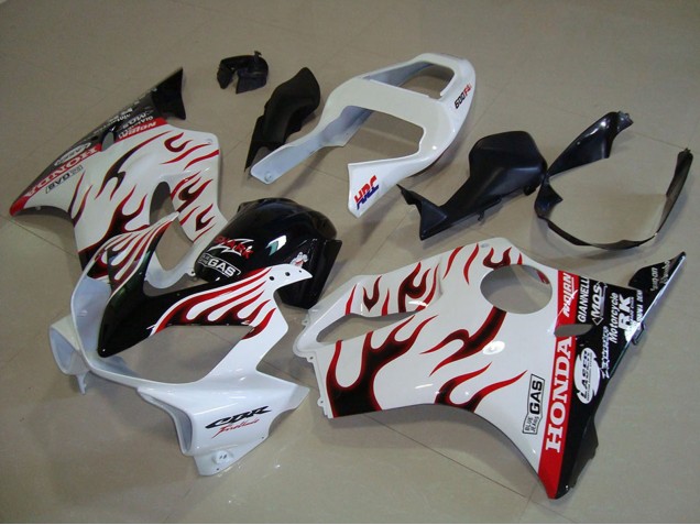 Honda CBR600 F4i Motorrad Verkleidung 2001-2003 - Weiss Rot Glanzendes Schwarz Flamme