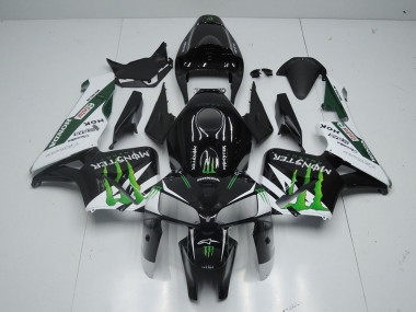 Honda CBR600RR Motorrad Verkleidung 2005-2006 - Glanzendes Schwarz Weiss Grun Monster