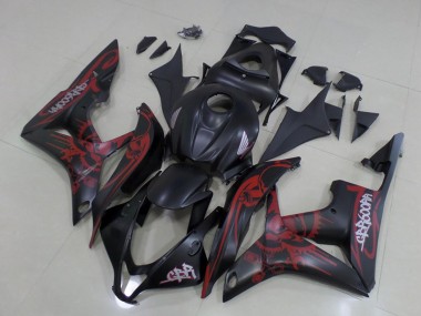 Honda CBR600RR Motorrad Verkleidung 2007-2008 - Matt Schwarz Rot Schadel