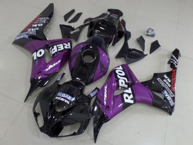 Honda CBR1000RR Motorrad Verkleidung 2006-2007 - Glanzendes Schwarz Lila Repsol