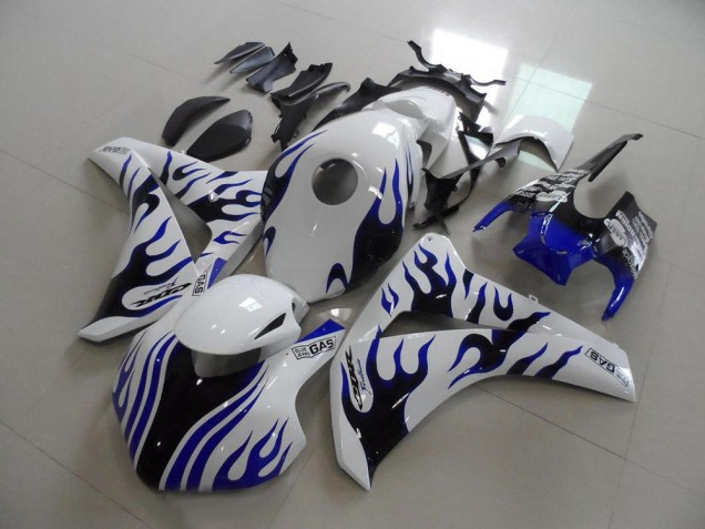 Honda CBR1000RR Motorrad Verkleidung 2008-2011 - Weiss Blau Flamme Rennen
