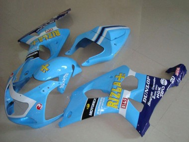 Suzuki GSXR 1000 Motorrad Verkleidung 2000-2002 - Hellblau Gelb Schwarz Weiss Gelb Rizla