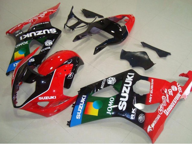Suzuki GSXR 1000 Motorrad Verkleidung 2003-2004 - Rot Schwarz Blau Grun JOMO Pepephone