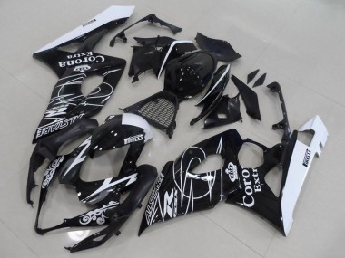 Suzuki GSXR 1000 Motorrad Verkleidung 2005-2006 - Glanzendes Schwarz Weiss Corona