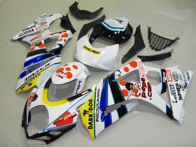 Suzuki GSXR 1000 Motorrad Verkleidung 2007-2008 - Weiss Rot Gelb Blau Schwarz Pepe Phone