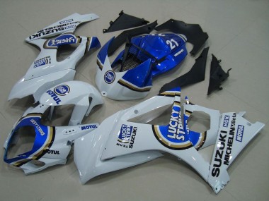Suzuki GSXR 1000 Motorrad Verkleidung 2007-2008 - Weiss Blau Lucky Strike