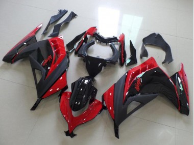 Kawasaki ZX300R Motorrad Verkleidung 2013-2018 - Rot Glanzendes Schwarz Matt Schwarz