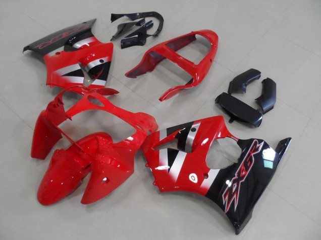 Kawasaki ZX6R Motorrad Verkleidung 2000-2002 - Rot Silber Glanzendes Schwarz OEM Stil