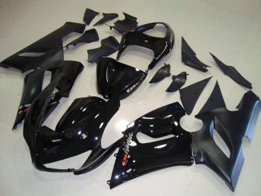 Kawasaki ZX6R Motorrad Verkleidung 2005-2006 - Glanzendes Schwarz Matt Schwarz Silber Rot