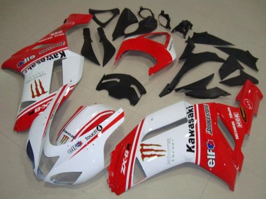 Kawasaki ZX6R Motorrad Verkleidung 2007-2008 - Rot und Weiss