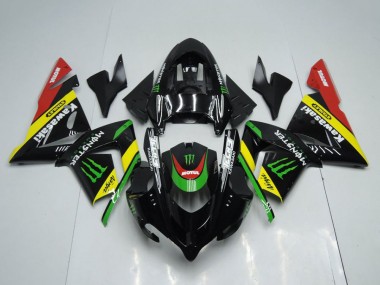 Kawasaki ZX10R Motorrad Verkleidung 2004-2005 - Glanzendes Schwarz Rot Gelb Grun Monster