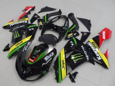 Kawasaki ZX10R Motorrad Verkleidung 2006-2007 - Glanzendes Schwarz Rot Gelb Grun Monster