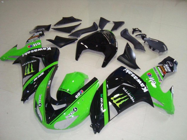 Kawasaki ZX10R Motorrad Verkleidung 2006-2007 - Grun Silber Glanzendes Schwarz Monster