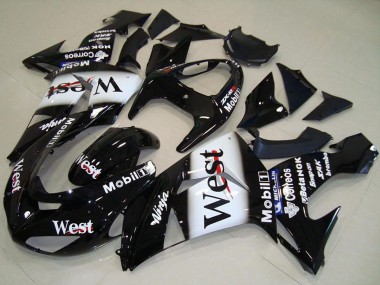 Kawasaki ZX10R Motorrad Verkleidung 2006-2007 - Glanzendes Schwarz Weiss West