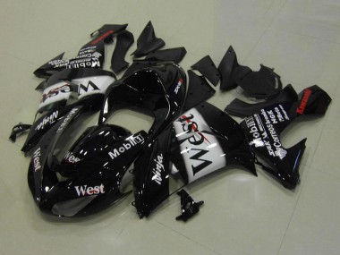 Kawasaki ZX10R Motorrad Verkleidung 2006-2007 - Glanzendes Schwarz Weiss West Rot