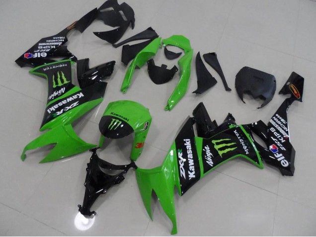 Kawasaki ZX10R Motorrad Verkleidung 2008-2010 - Grun Glanzendes Schwarz Monster