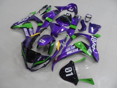 Kawasaki ZX10R Motorrad Verkleidung 2011-2015 - Lila Grun Schwarz Weiss Trick Star GangStern EVA Rennen 01