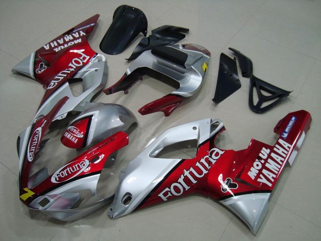 Yamaha YZF R1 Motorrad Verkleidung 2000-2001 - Silber Rot Fortuna Motul 7