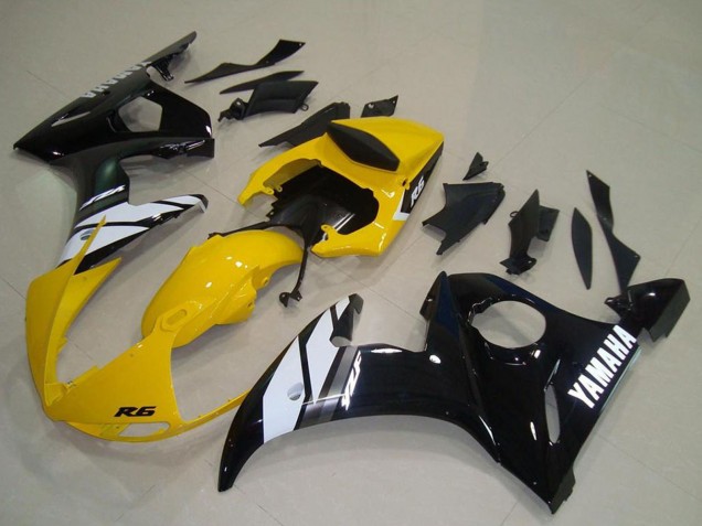 Yamaha YZF R6 Motorrad Verkleidung 2003-2004 - Gelb Weiss Glanzendes Schwarz