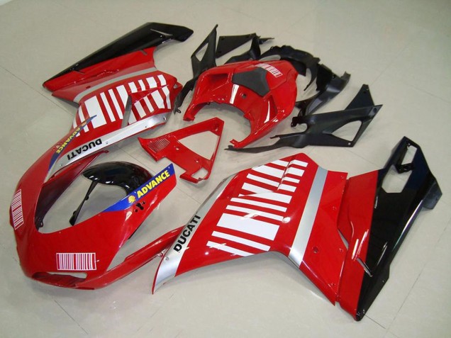 Ducati 848 1098 1198 Motorrad Verkleidung 2007-2014 - Silber Blau Rot Glanzendes Schwarz