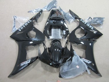 Yamaha YZF R6 Motorrad Verkleidung 2003-2004 - Glanzendes Schwarz Silber Aufkleber
