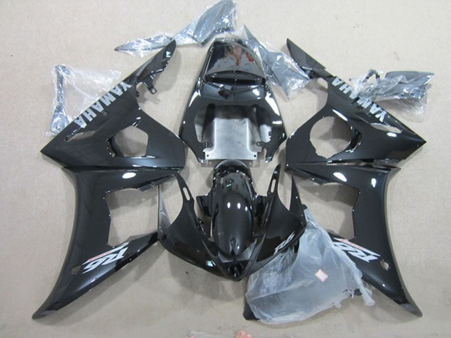 Yamaha YZF R6 Motorrad Verkleidung 2003-2004 - Glanzendes Schwarz Silber Aufkleber