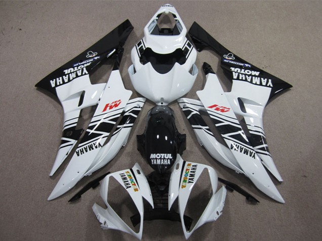Yamaha YZF R6 Motorrad Verkleidung 2006-2007 - Weiss Glanzendes Schwarz Motul