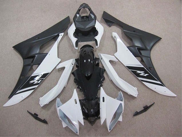 Yamaha YZF R6 Motorrad Verkleidung 2006-2007 - Weiss Glanzendes Schwarz Matt Schwarz