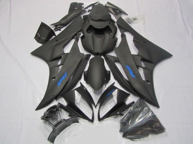 Yamaha YZF R6 Motorrad Verkleidung 2006-2007 - Matt Schwarz Blau Aufkleber